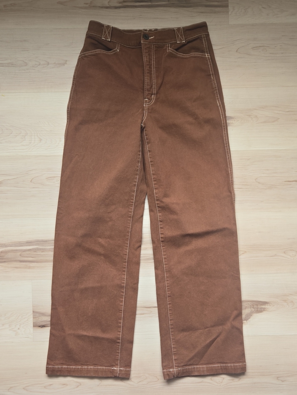 Madewell Emmitt Wide-Leg Pants, Brown, Size 27